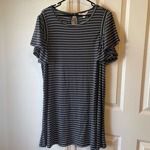 EUC Gray/White Striped Lauren Conrad Dress XXL
